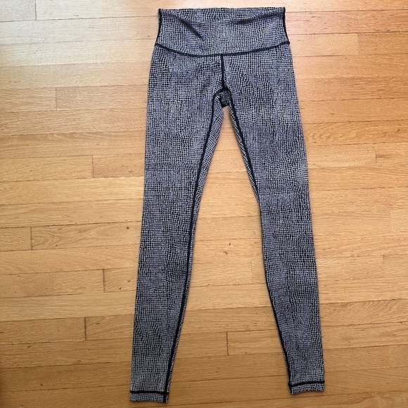 Lululemon Wunder Under Pant III Fall Net White Black Sz 4 - Picture 3 of 10